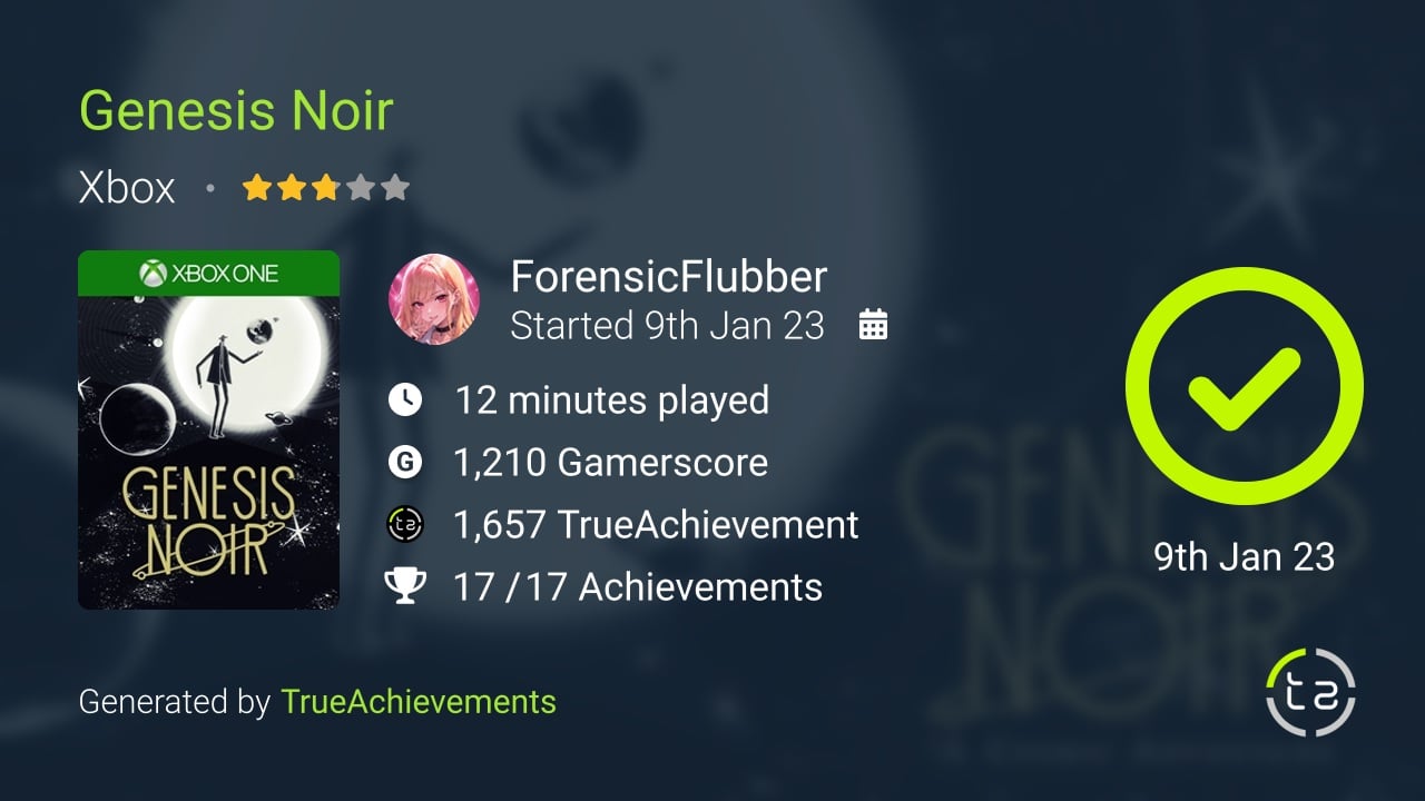 Genesis Noir achievement summary